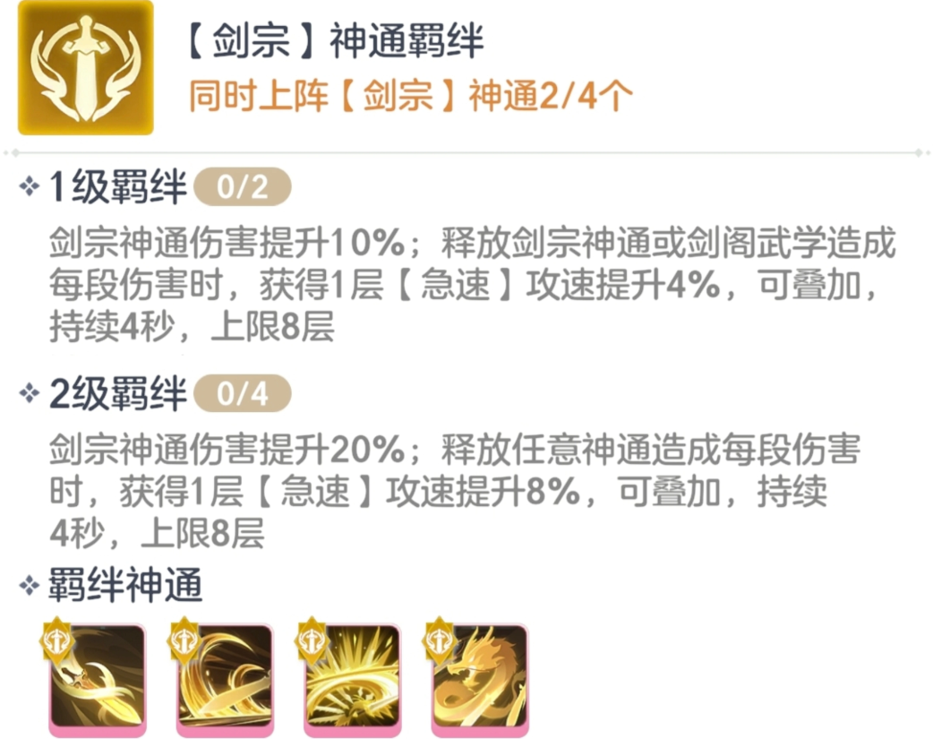 宗师之上剑宗神通羁绊介绍 宗师之上剑阁神通分析