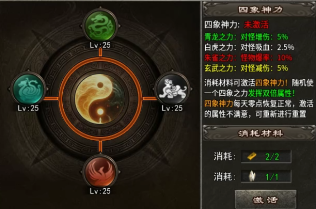 金秋传奇四象之力玩法攻略 金秋传奇四象之力效果分析