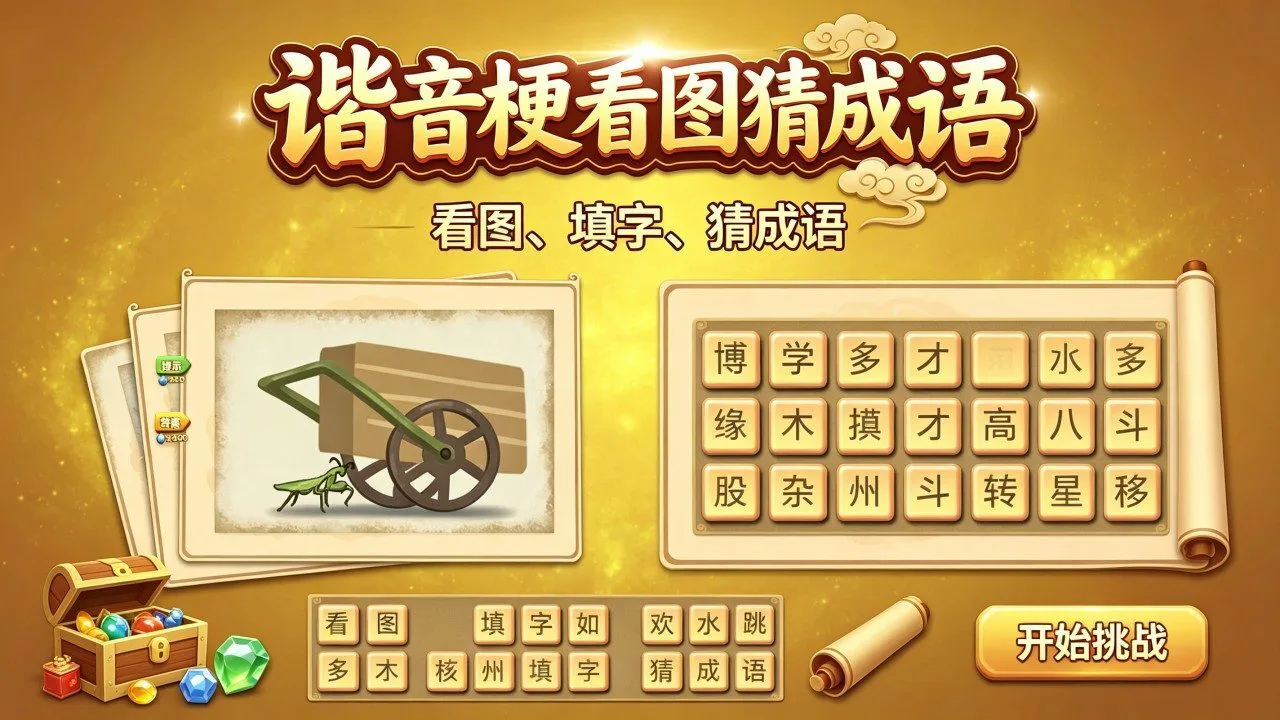 谐音梗看图猜成语_4