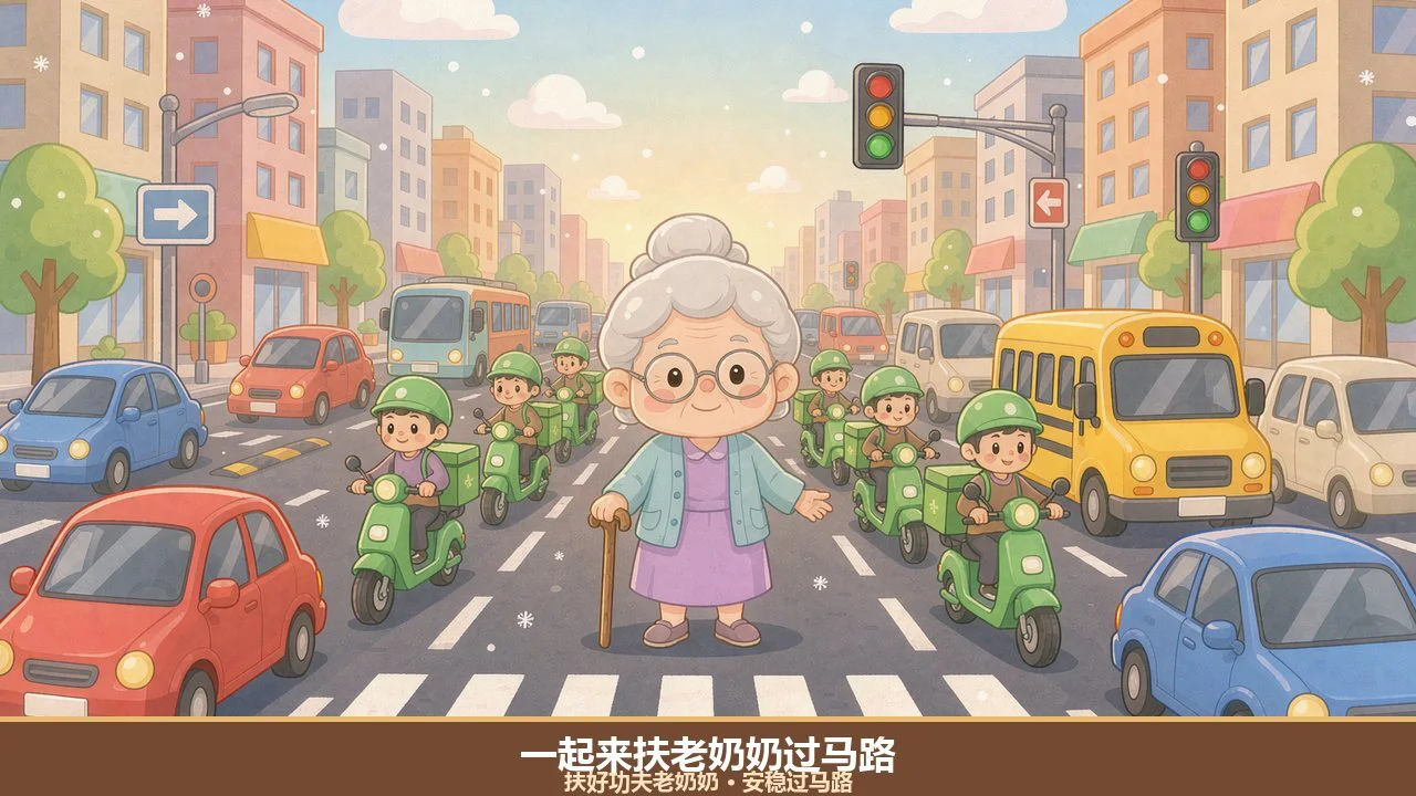 一起来扶老奶奶过马路_5