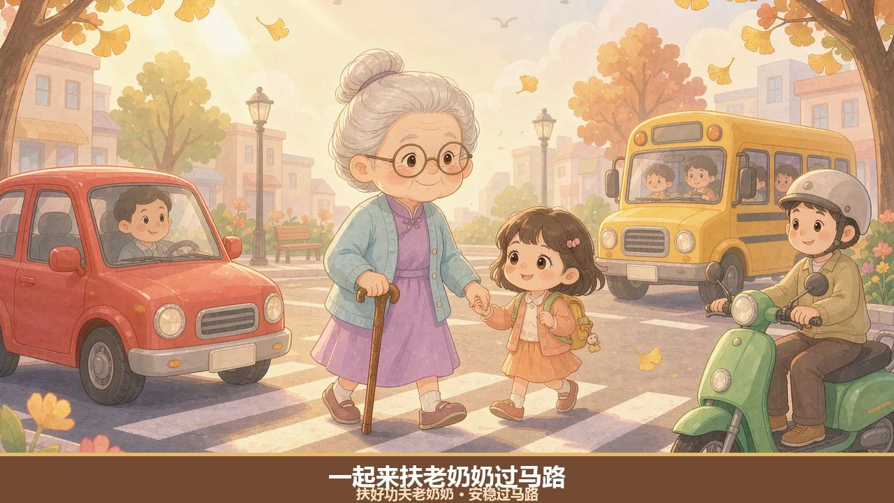 一起来扶老奶奶过马路_4