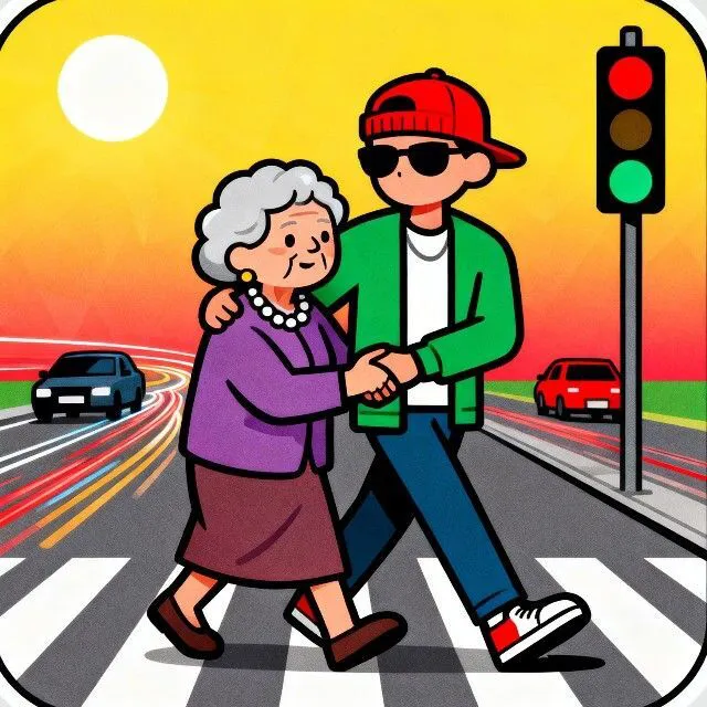 一起来扶老奶奶过马路ICON