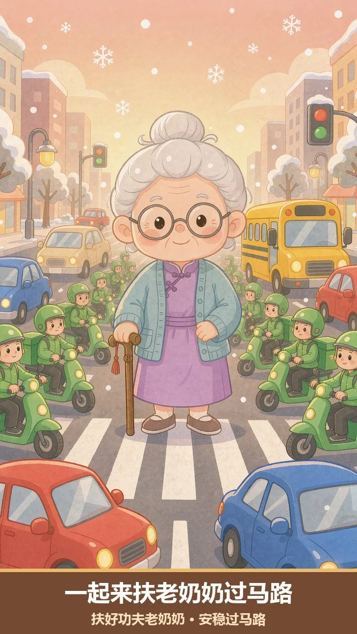 一起来扶老奶奶过马路_2